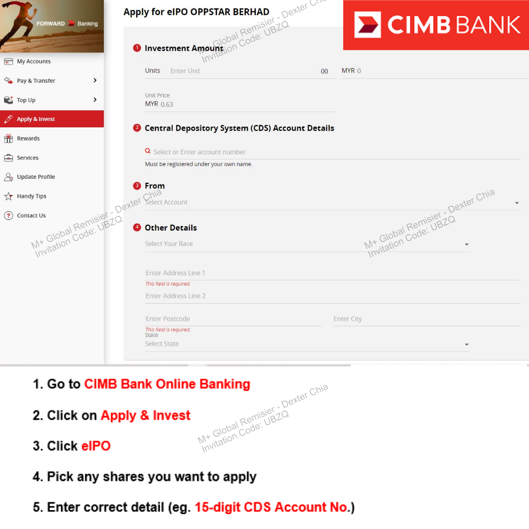 Steps to use CIMB to Apply IPO